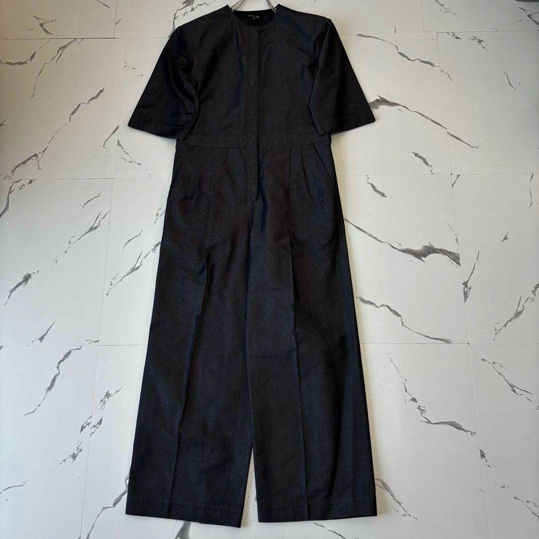 Drawer✨2023SS コットンシルクオールインワン　七分袖　インディゴ　S