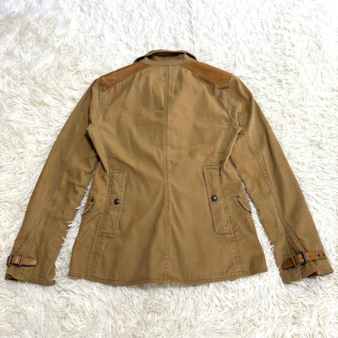 【美品】ラルフローレン コットン レザー切替 ジャケット サファリジャケット