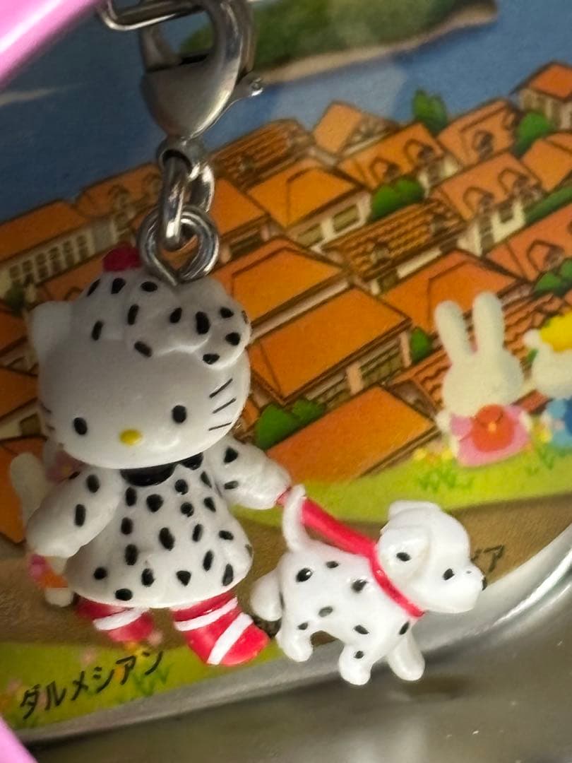 ハローキティ 世界子犬のお散歩 ファスナー マスコット