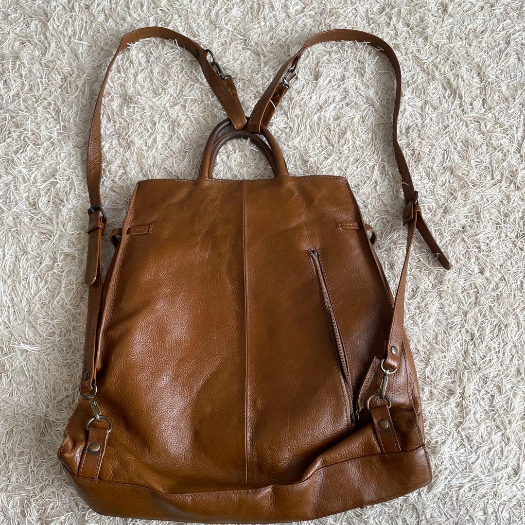 NY vintage】ブラウン　レザー　革　リュック　バック　パックパック