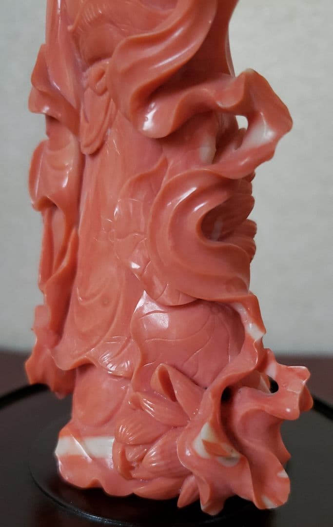 勇峰 本珊瑚 天女 置物 オブジェ 彫刻 珊瑚 宝石珊瑚 天然珊瑚 赤珊瑚