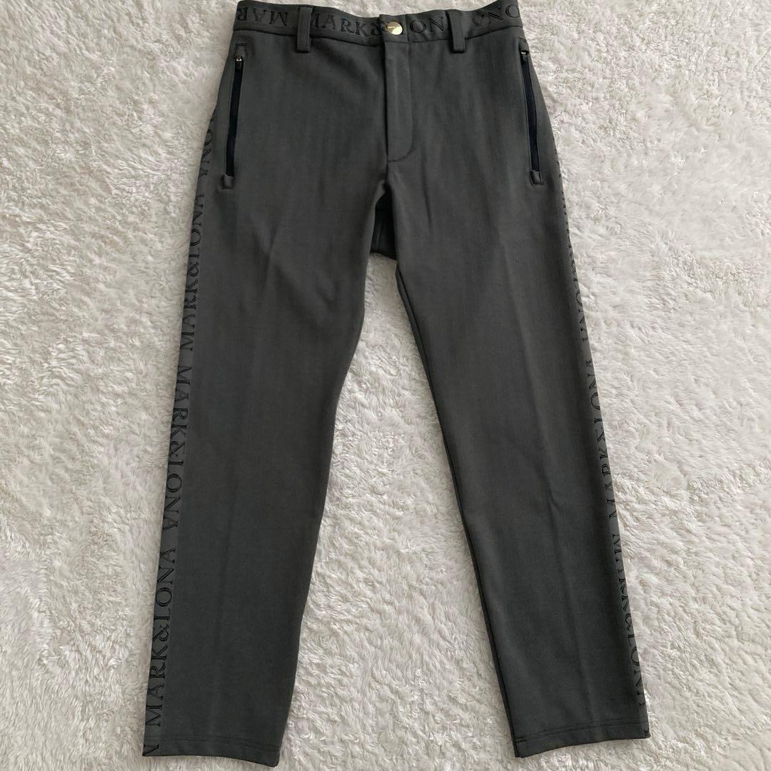 美品！MARK&LONAマークアンドロナ　サイドロゴ　ストレッチパンツ　46