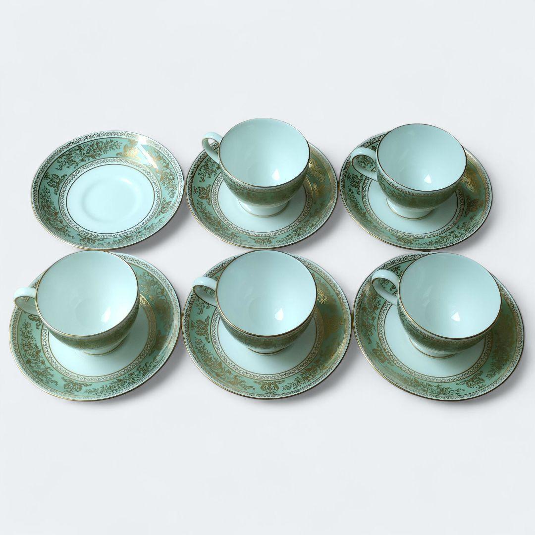 【ウェッジウッド】コロンビア カップ&ソーサー5客＆ティーポット他 黒壺 美品