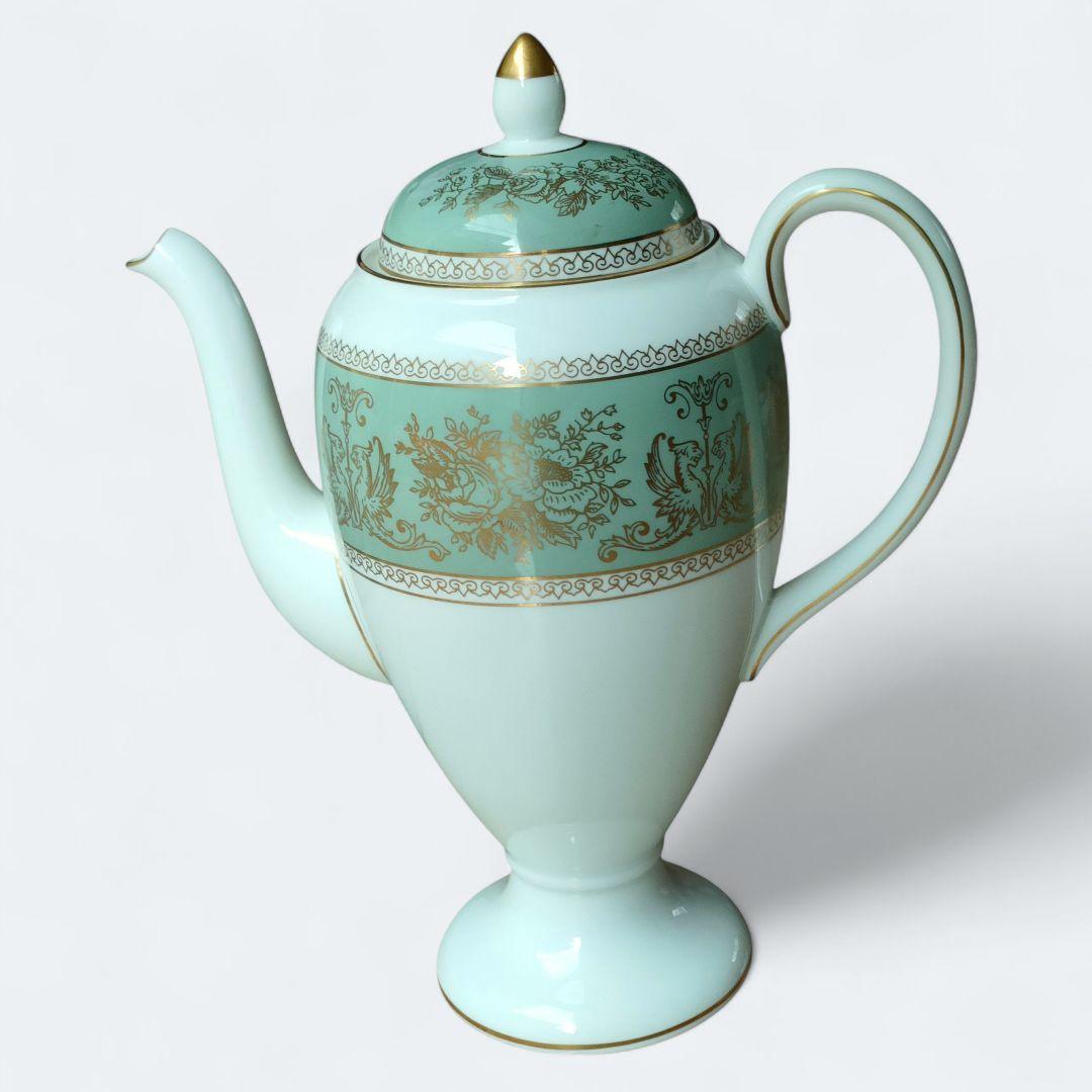 【ウェッジウッド】コロンビア カップ&ソーサー5客＆ティーポット他 黒壺 美品