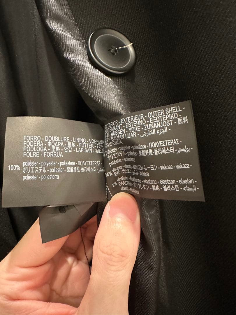 【定価3.2万円】 ZARA ダブルブレスト チェスターコート ブラック S-M