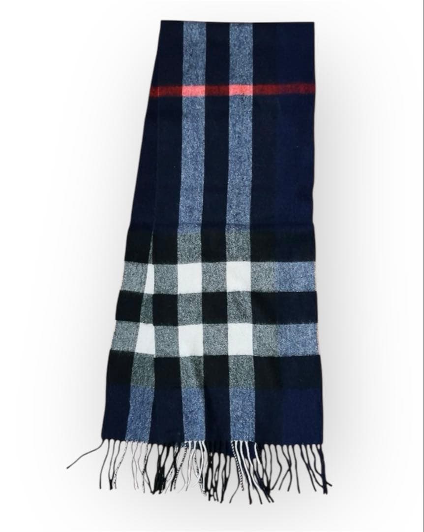 バーバリー　BURBERRY マフラー　チェック　ブルー系　男女兼用