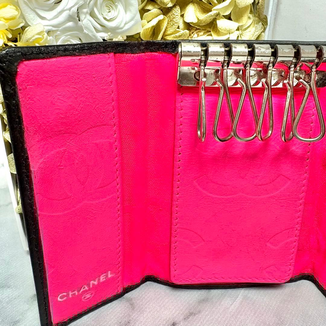 ♡4.6万→1.9万♡シャネル 6連キーケース カンボン ラムスキン 美品