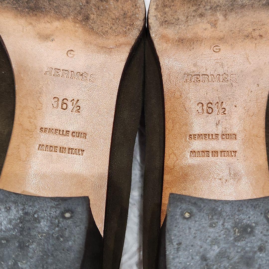 エルメス❣️ローファー　23.5cm　コンスタンス　Hバックル　スエード　カーキ