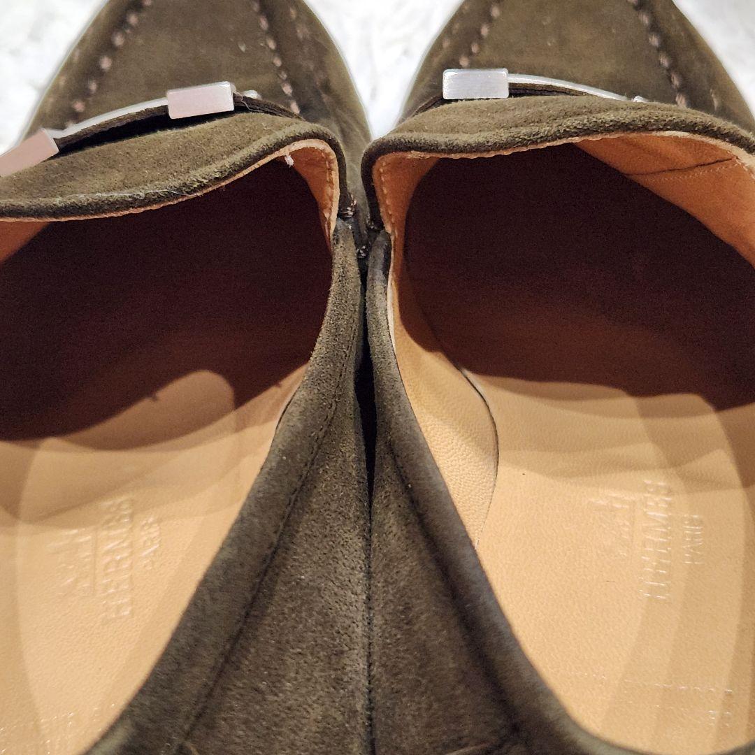 エルメス❣️ローファー　23.5cm　コンスタンス　Hバックル　スエード　カーキ