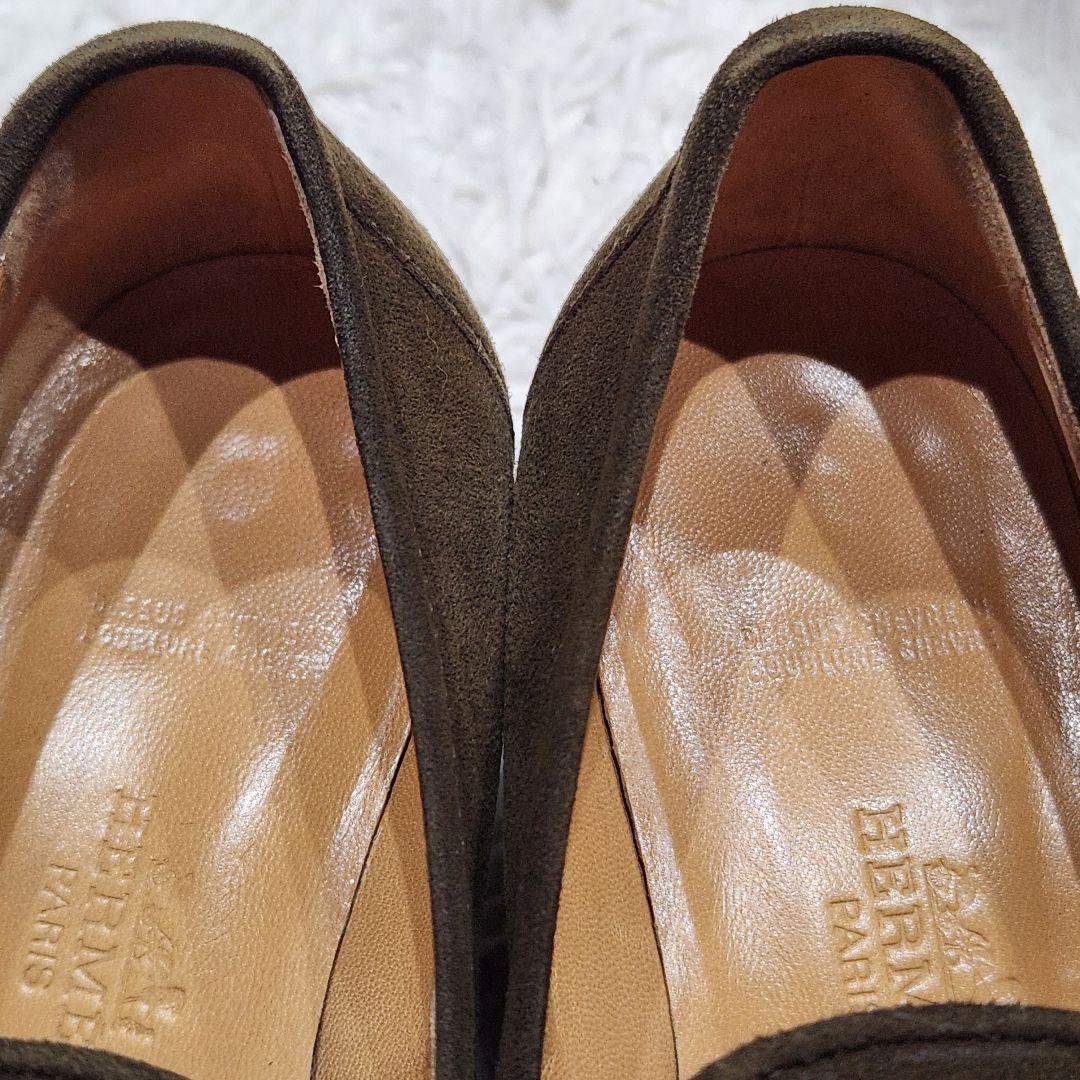 エルメス❣️ローファー　23.5cm　コンスタンス　Hバックル　スエード　カーキ