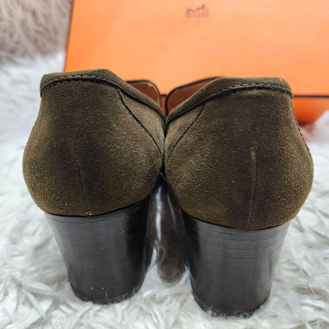 エルメス❣️ローファー　23.5cm　コンスタンス　Hバックル　スエード　カーキ