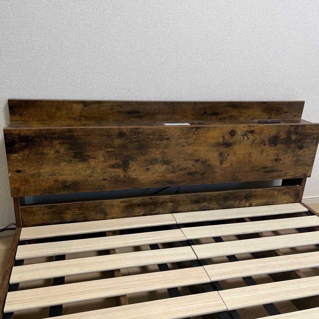 木製セミダブルベッドフレーム ダークブラウン