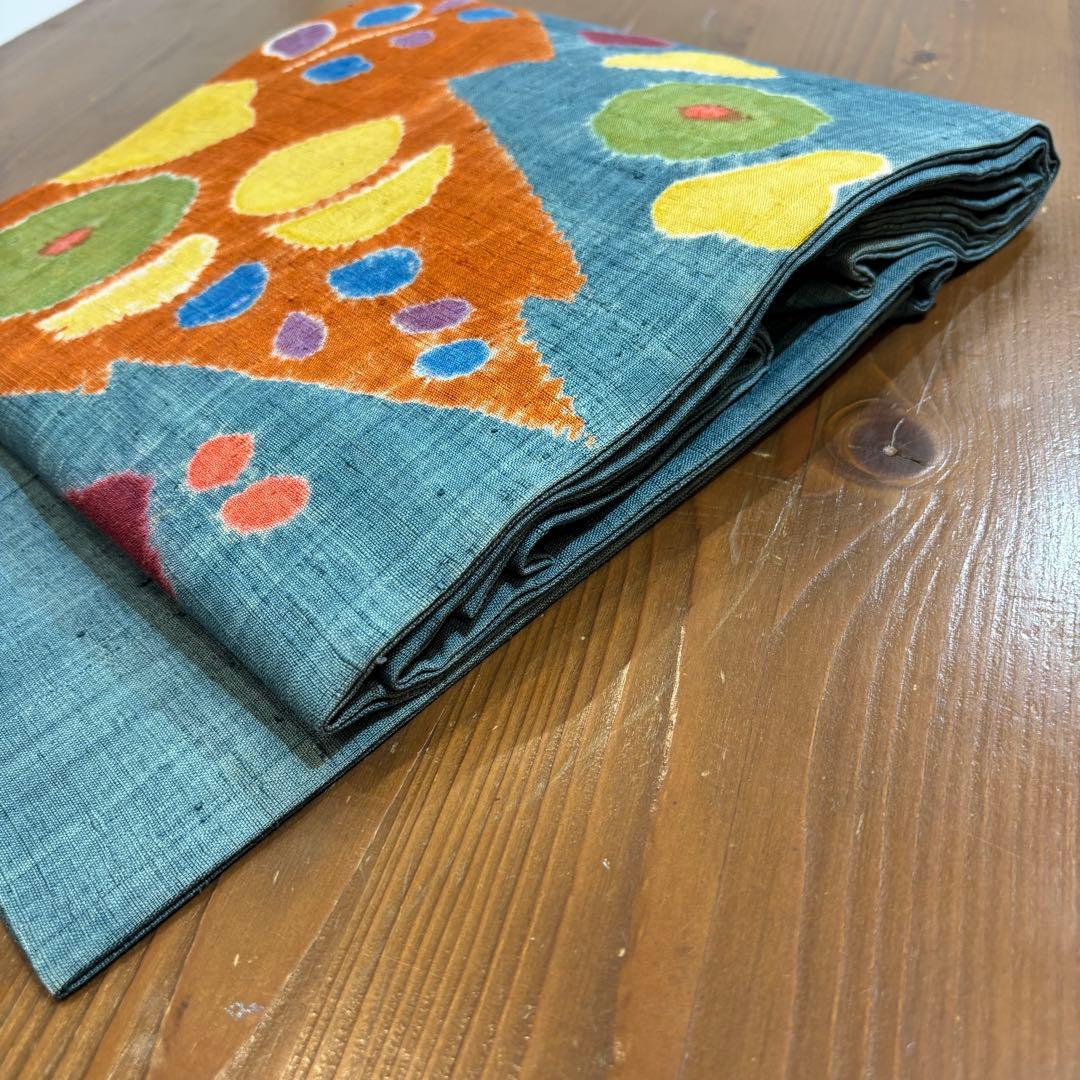 名古屋帯　九寸名古屋帯　染め帯　絞り　紬　カジュアル着物　正絹　o1568