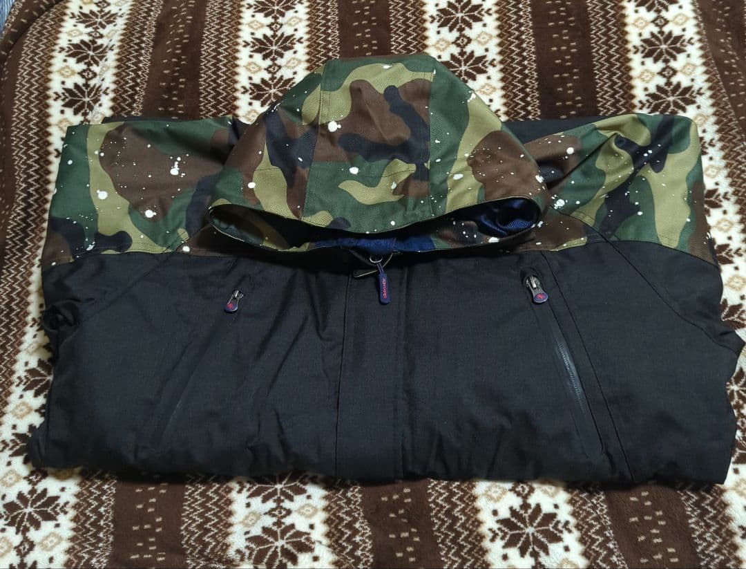 カモフラージュ上下スノーボードウェアセット L