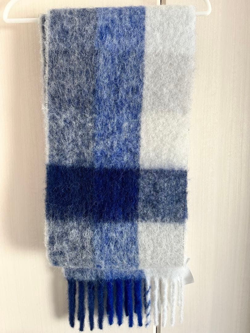 未使用正規品 モンクレール ロゴワッペン トリコロールマフラー 紺系色