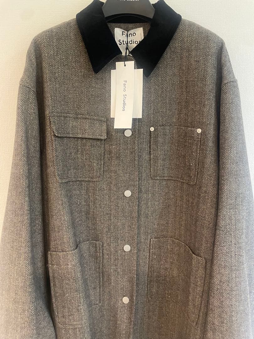 ＊M＊ へリンボーン柄 ステンカラーコート L