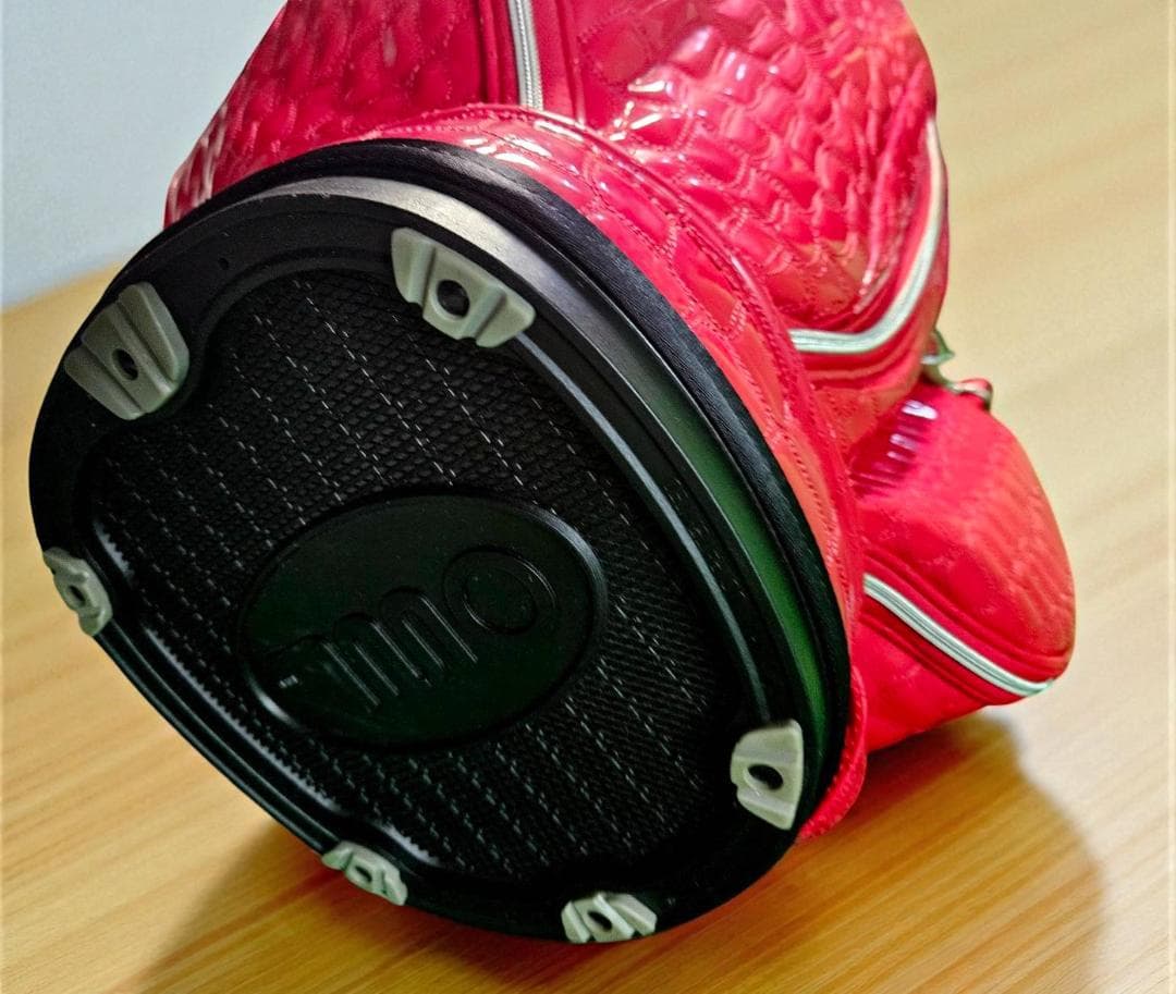 ヒロチナ新品未使用　OWL エナメル高級ワニ柄型押しゴルフバッグ レッド