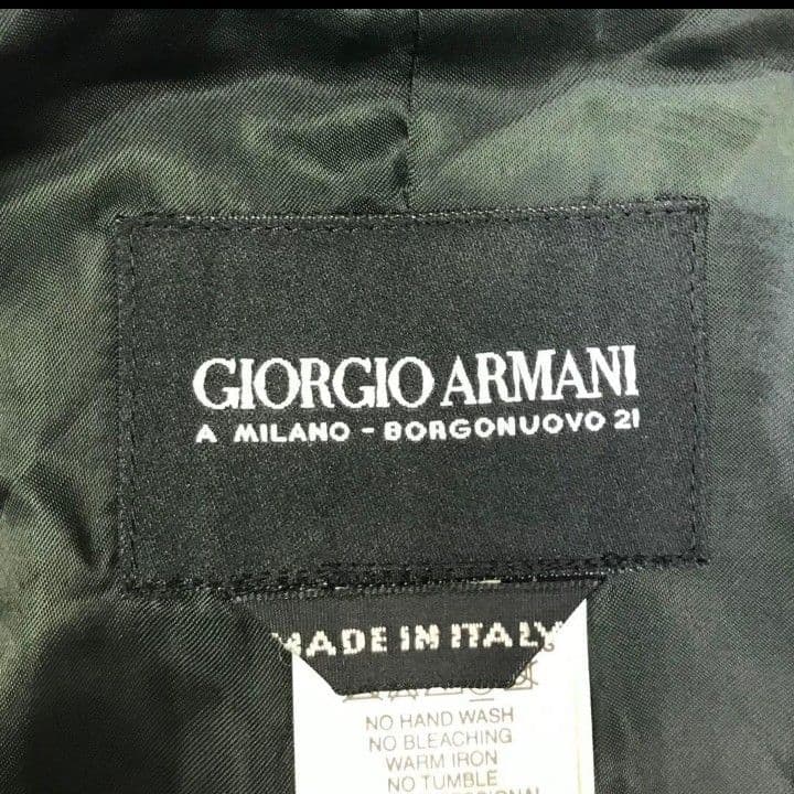 美品ジョルジオアルマーニ ステンカラーコートブラック イタリア製M ノーカラー