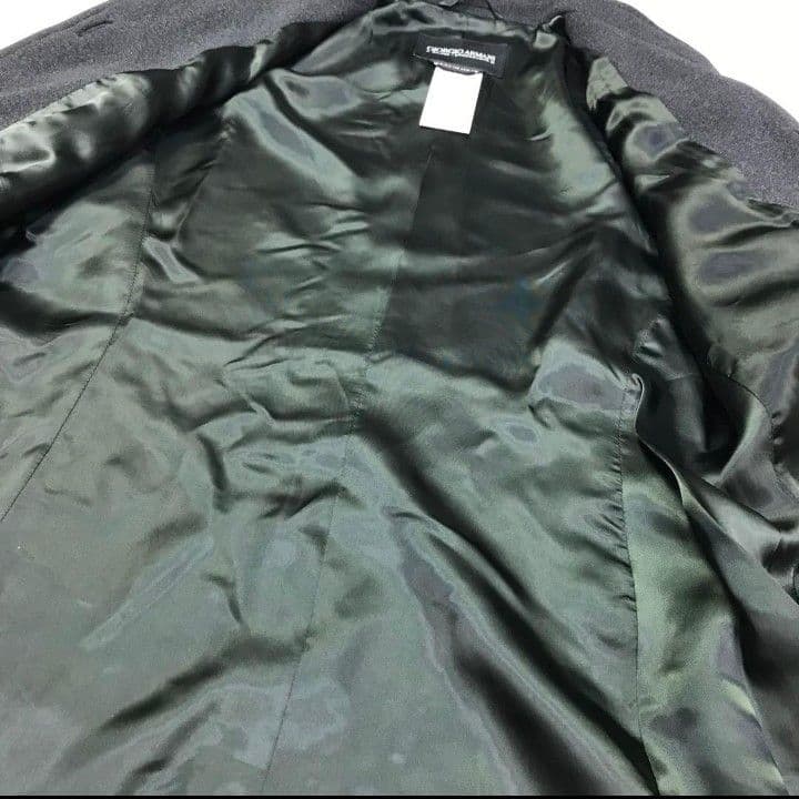 美品ジョルジオアルマーニ ステンカラーコートブラック イタリア製M ノーカラー