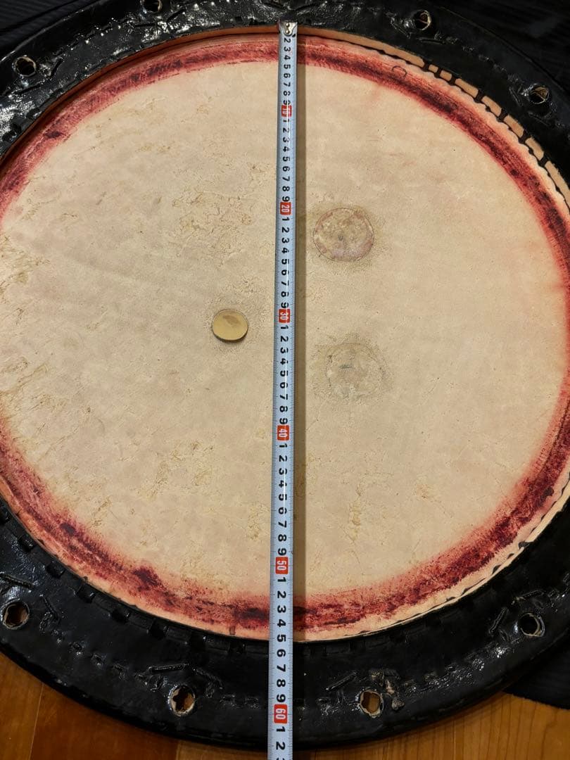 価格30万円程●和太鼓 桶胴太鼓　2尺3寸70cm 牛皮　張り替え用 両面 二枚