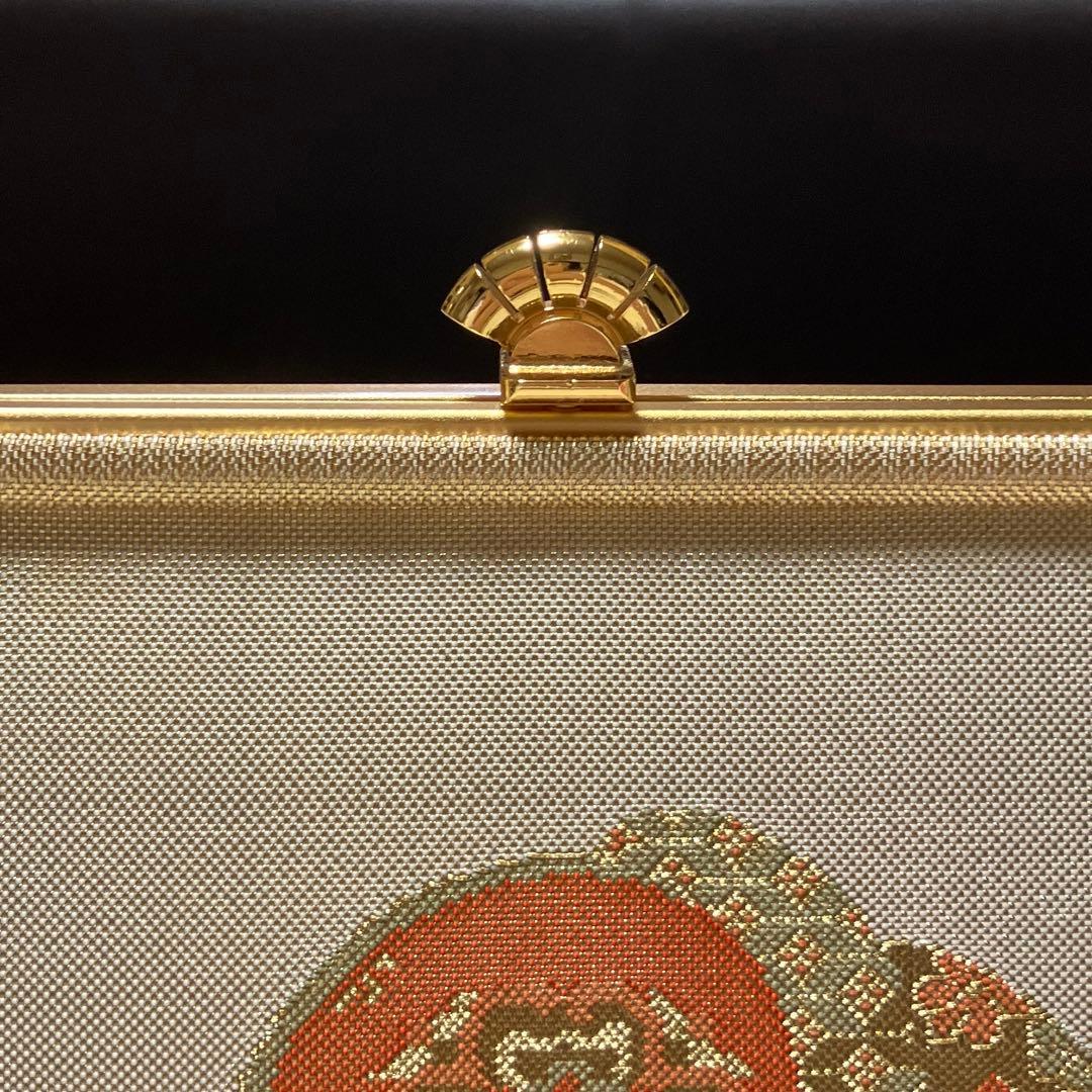 《美品・箱付き》佐賀錦　草履バッグセット　東京芝山　正絹　ゴールド　厚底