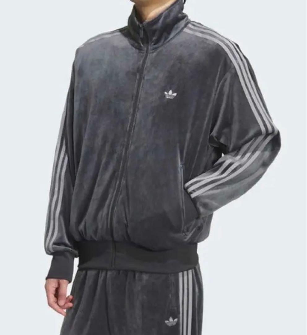 アディダス ファイヤーバード トラックジャケット ベロア　ダークグレー S
