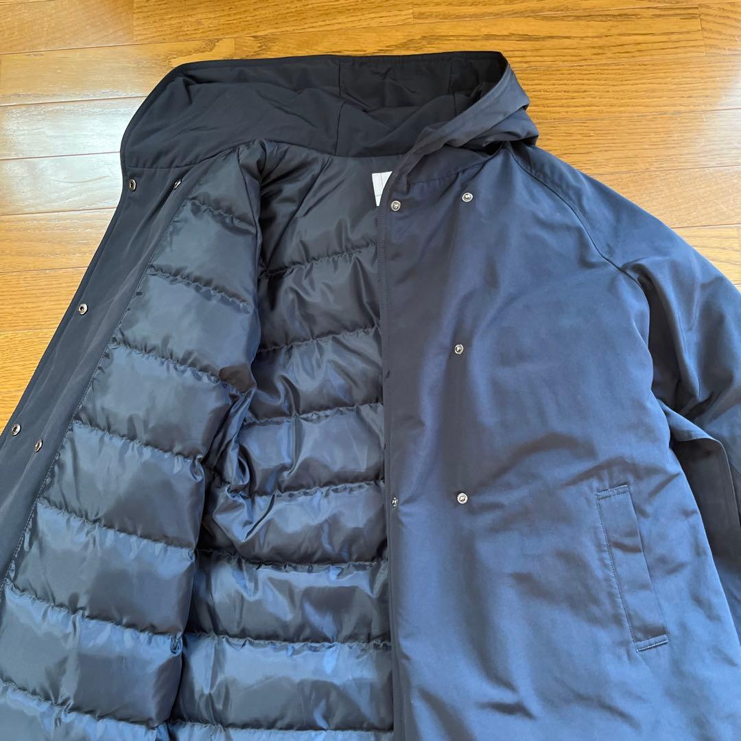 IEDIT フード付きネイビー ダウンロングコート