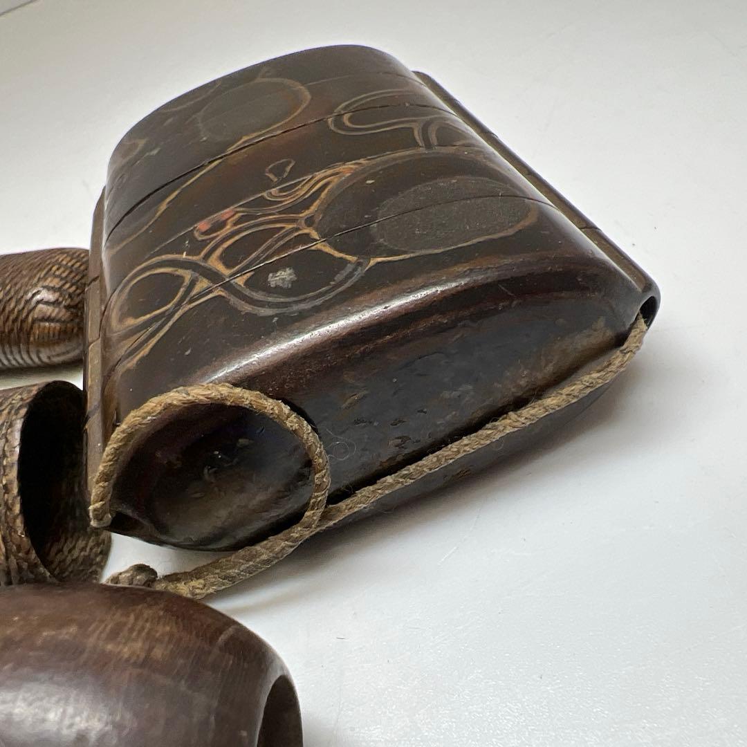 江戸時代　木製印籠、タバコ入　123g 東Y7-1204☆2Fタサオ