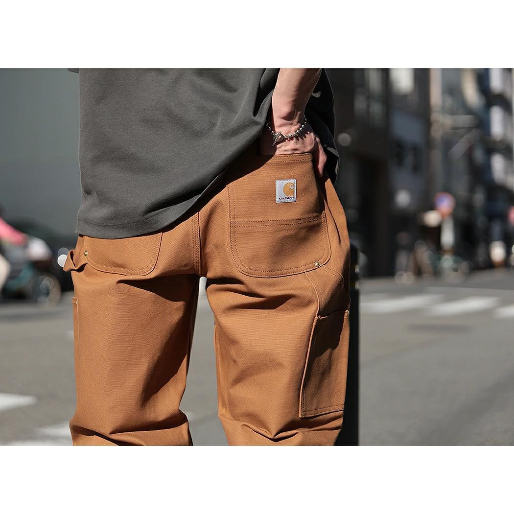 ★米国製本物W34*L32ノンウォッシュCARHARTTダブルニーB01ブラウン
