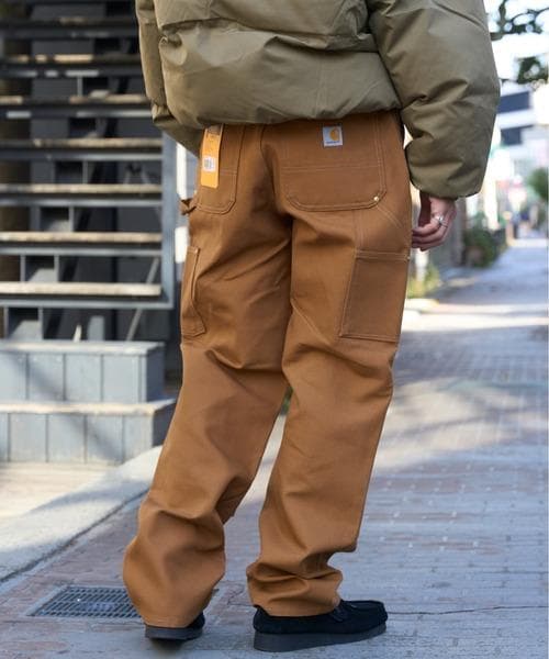 ★米国製本物W34*L32ノンウォッシュCARHARTTダブルニーB01ブラウン