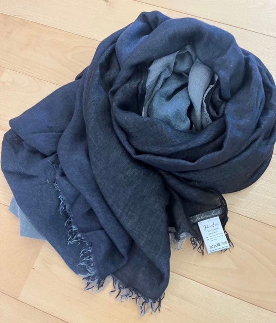 ファリエロサルティ ストール 大判 グラデーション ネイビーブラック