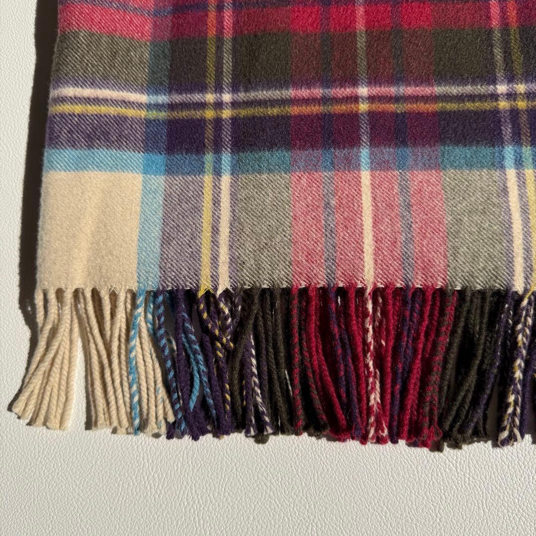 美品　ジョンストンズ　大判　ストール　マフラー　カシミヤ　チェック　グリーン