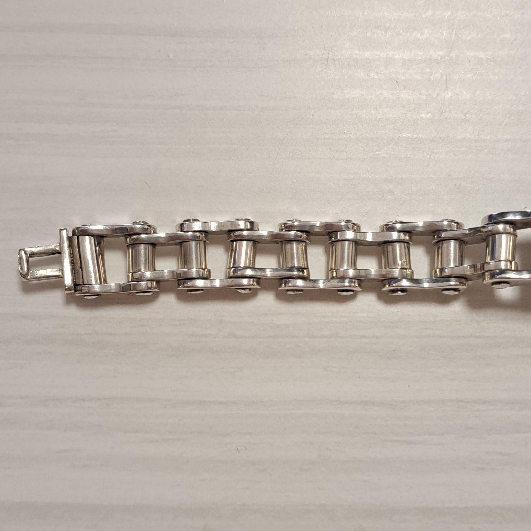 【ピンクの猫様】シルバー925 ブレスレット バイクチェーン バイクモチーフ