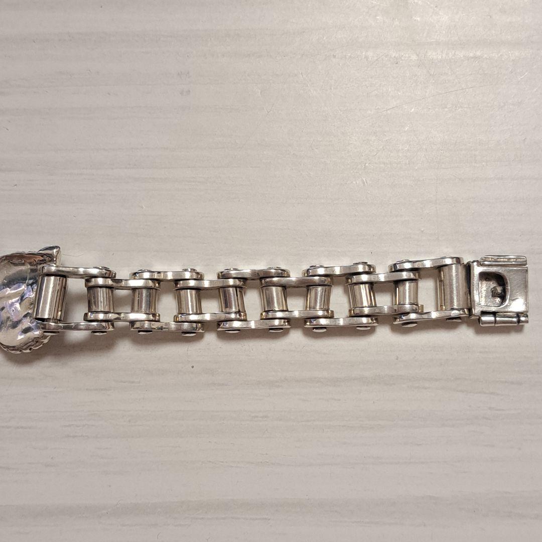 【ピンクの猫様】シルバー925 ブレスレット バイクチェーン バイクモチーフ