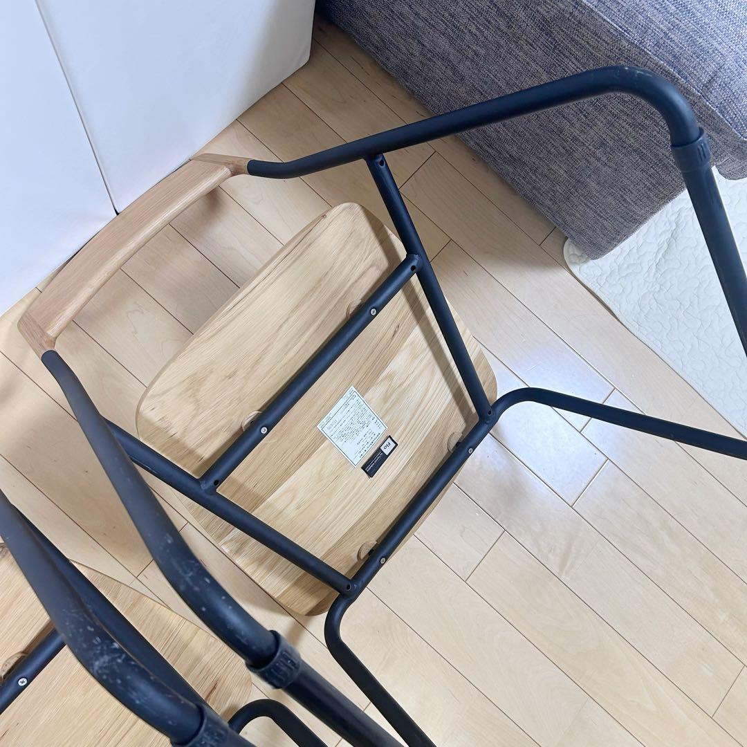 北欧　モリヨシ　Flo POKKYCHAR ナラ材　ナチュラルブラック2脚セット