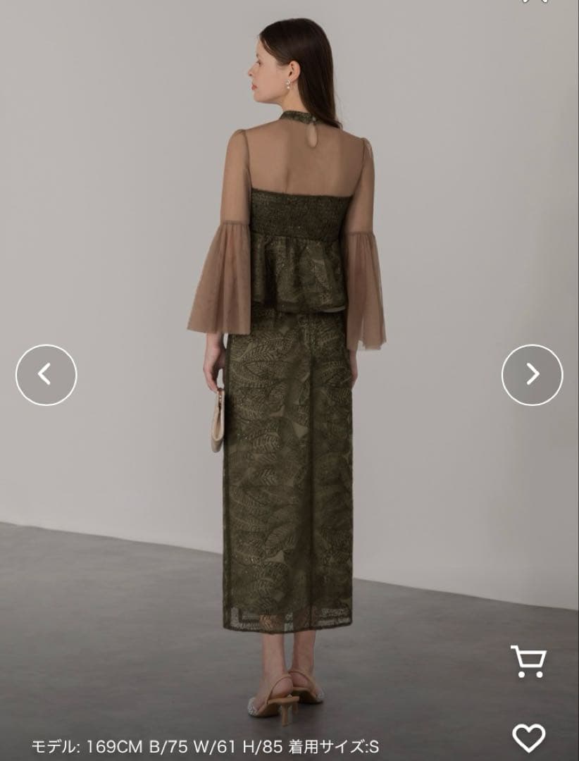 leja オケージョンドレス　グリーン　レース　S セットアップ　ビスチェ　緑