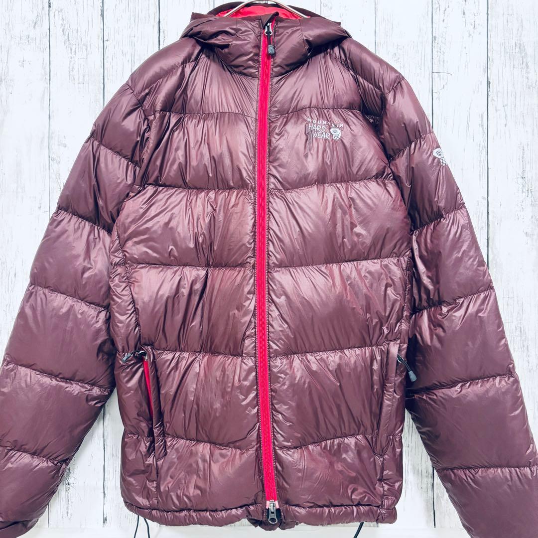 良品　マウンテンハードウェア　ダウンジャケット　フード付　羽毛　防寒具　赤　Ｍ