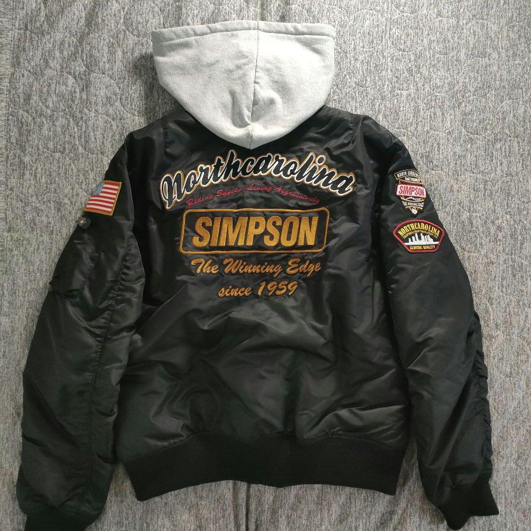 希少サイズ 3L SIMPSON MA-1 フード着脱可 フライトジャケット 黒