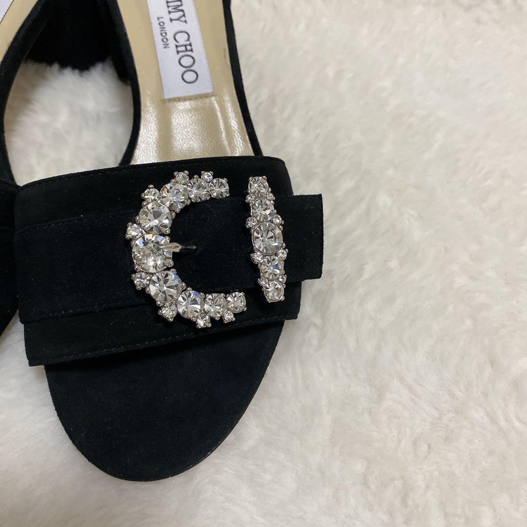 極美品✨ジミーチュウ クリスタル バッグ ミュールサンダル スエード 黒