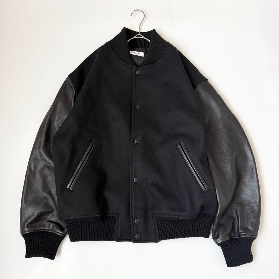 LOEFF ラムレザースリーブ メルトン スタジアム ジャンパー　サイズ1