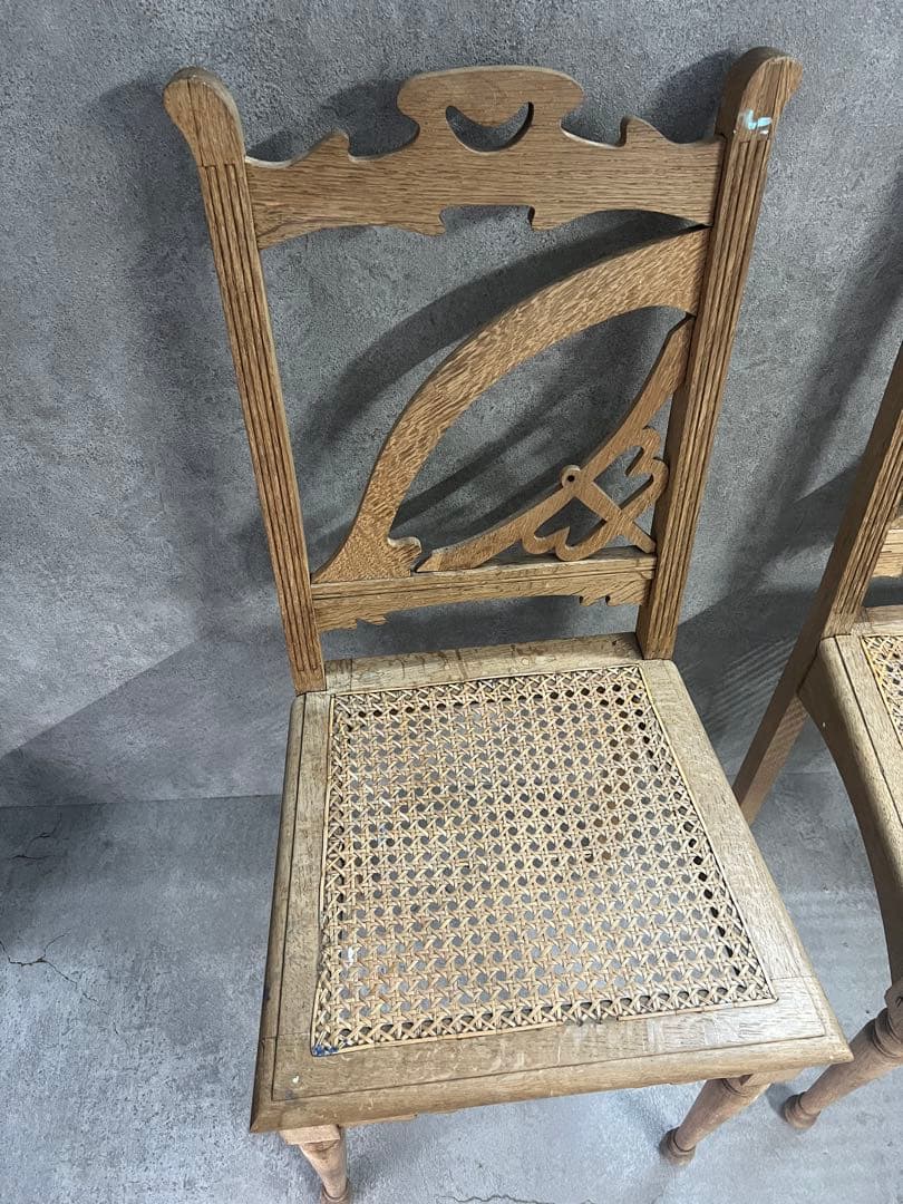木製ラタン編みダイニングチェア ②-2