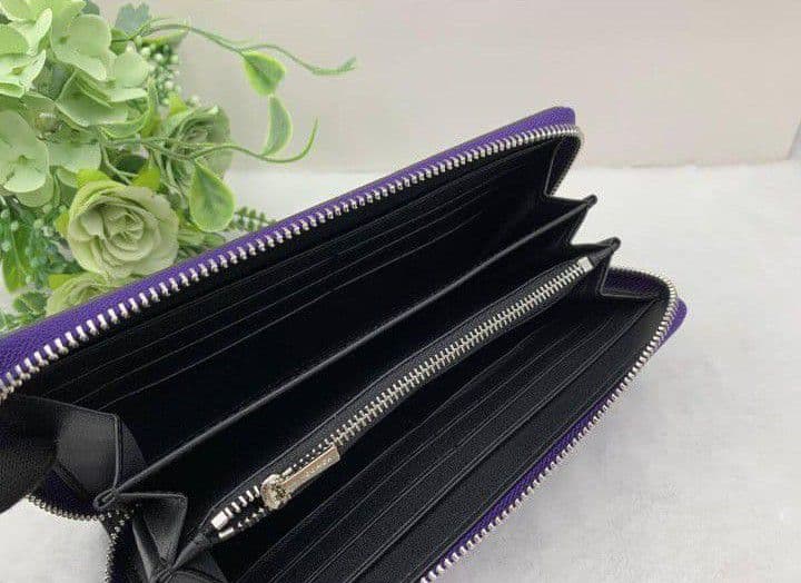 新品未使用コーチ長財布ストラップ付きパープルレディースメンズ送料無料即日発送