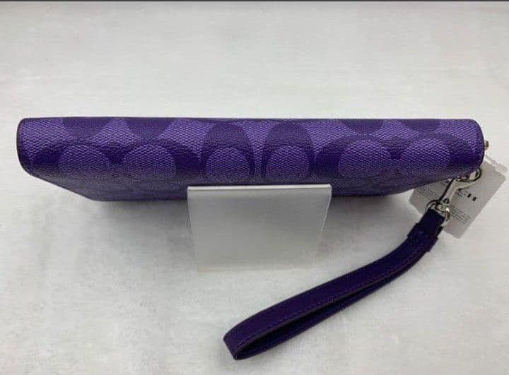 新品未使用コーチ長財布ストラップ付きパープルレディースメンズ送料無料即日発送