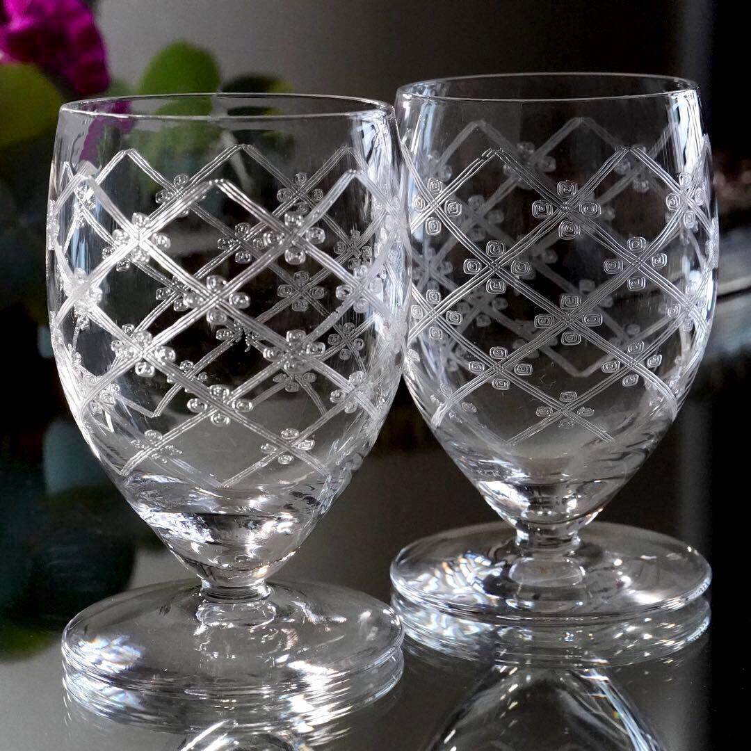 希少美品オールドサンルイSt Louisリジェ★ポートワイングラス★ペア★クロス