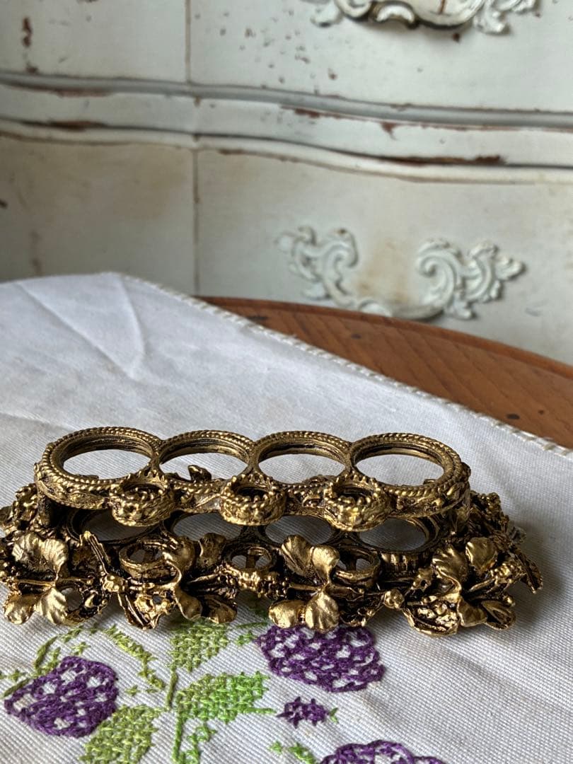 フランス　アンティーク　オルモル　リップスティック　ブラシ　ホルダー　真鍮　レア