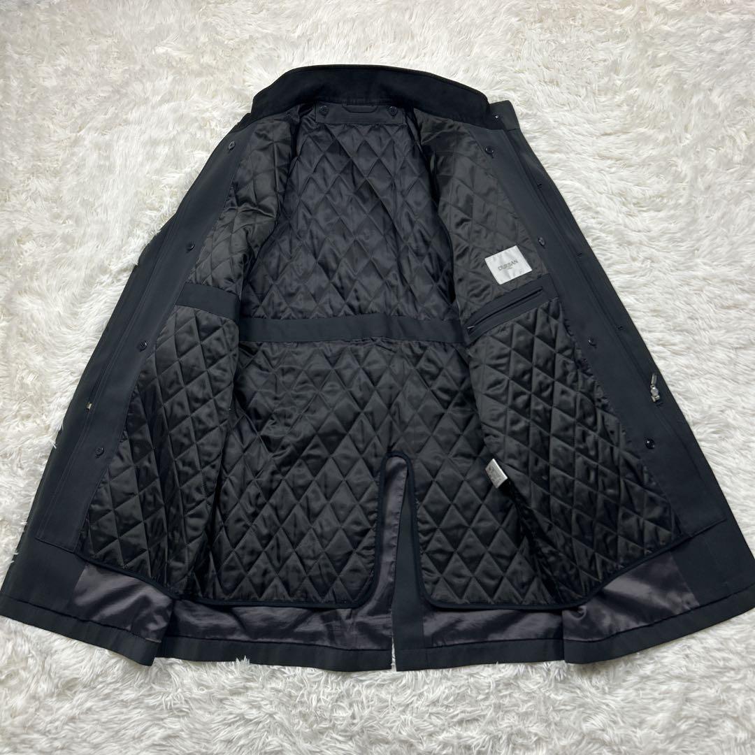 美品　ダーバン　ステンカラーコート　比翼　キルティングライナー着脱可　黒