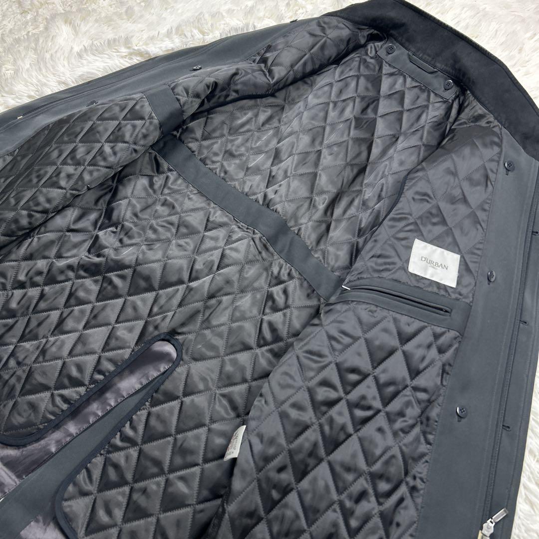 美品　ダーバン　ステンカラーコート　比翼　キルティングライナー着脱可　黒