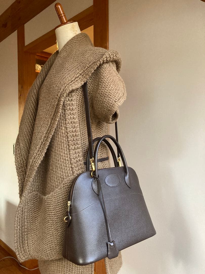 HERMES フード付きマフラー アルパカ100% 未使用品　オレンジ箱入り