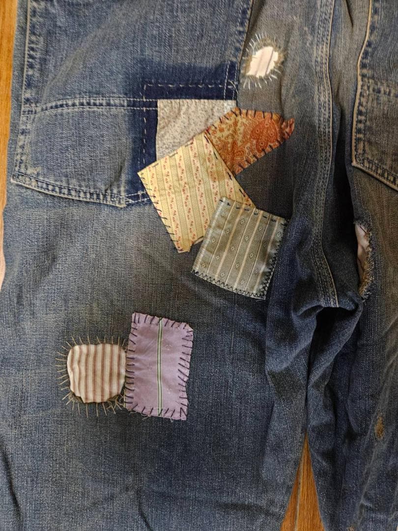 送料無料/超美品DOUBLE RLクレーパッチワーク/ヴィンテージデニム34