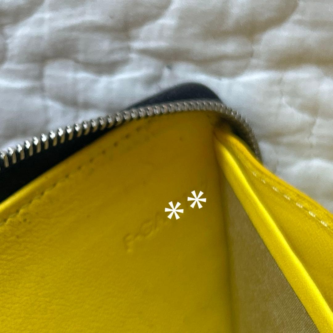 【美品】CELINE セリーヌ 長財布 ラウンドファスナー ブラック 黒×黄色